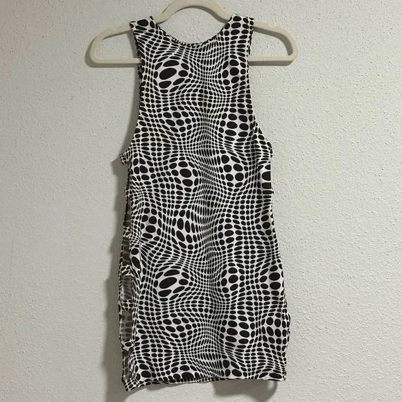 NWT Motel mini dress brown and white polka dots. size Medium has side cutouts. - Picture 4 of 11